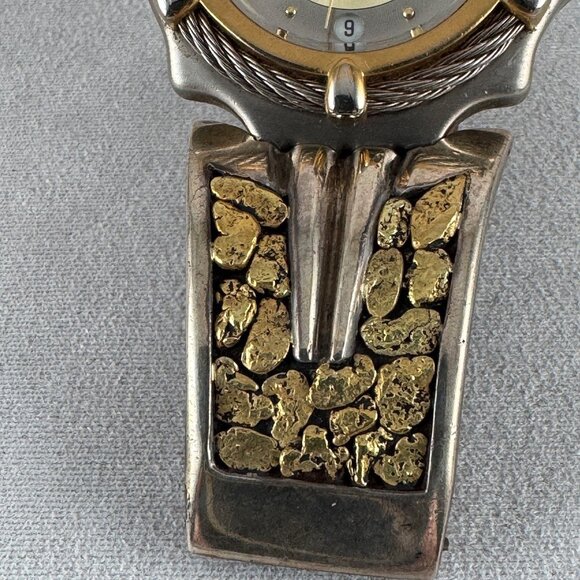 Vintage Givenchy Paris Watch with 23 Karat plus Gold Nugget Bracelet - Picture 5 of 17